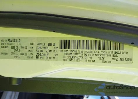 2016 Ram 2500 Tradesman из США, поврежденный, VIN 3C6LR4AT4GG235159